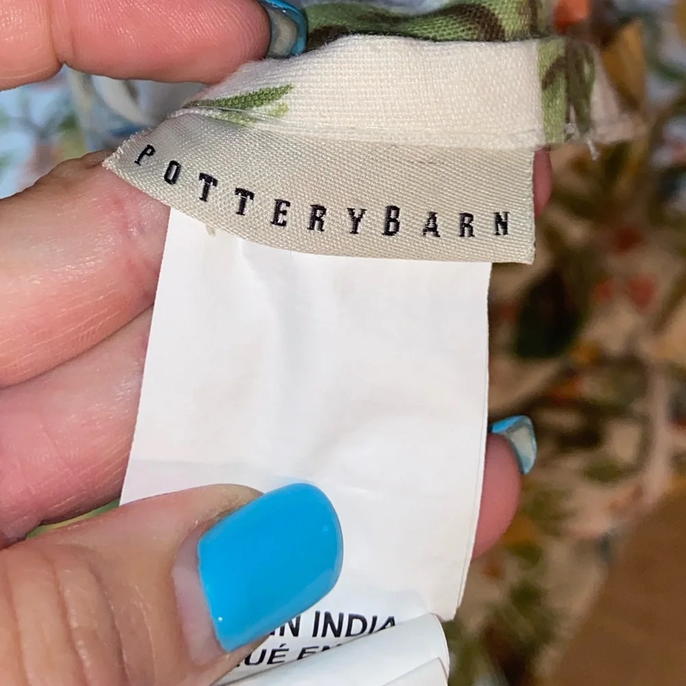 RARE Pottery Barn Jocelyn Lemons & Birds Floral Duvet Cover KING Botanical Tree